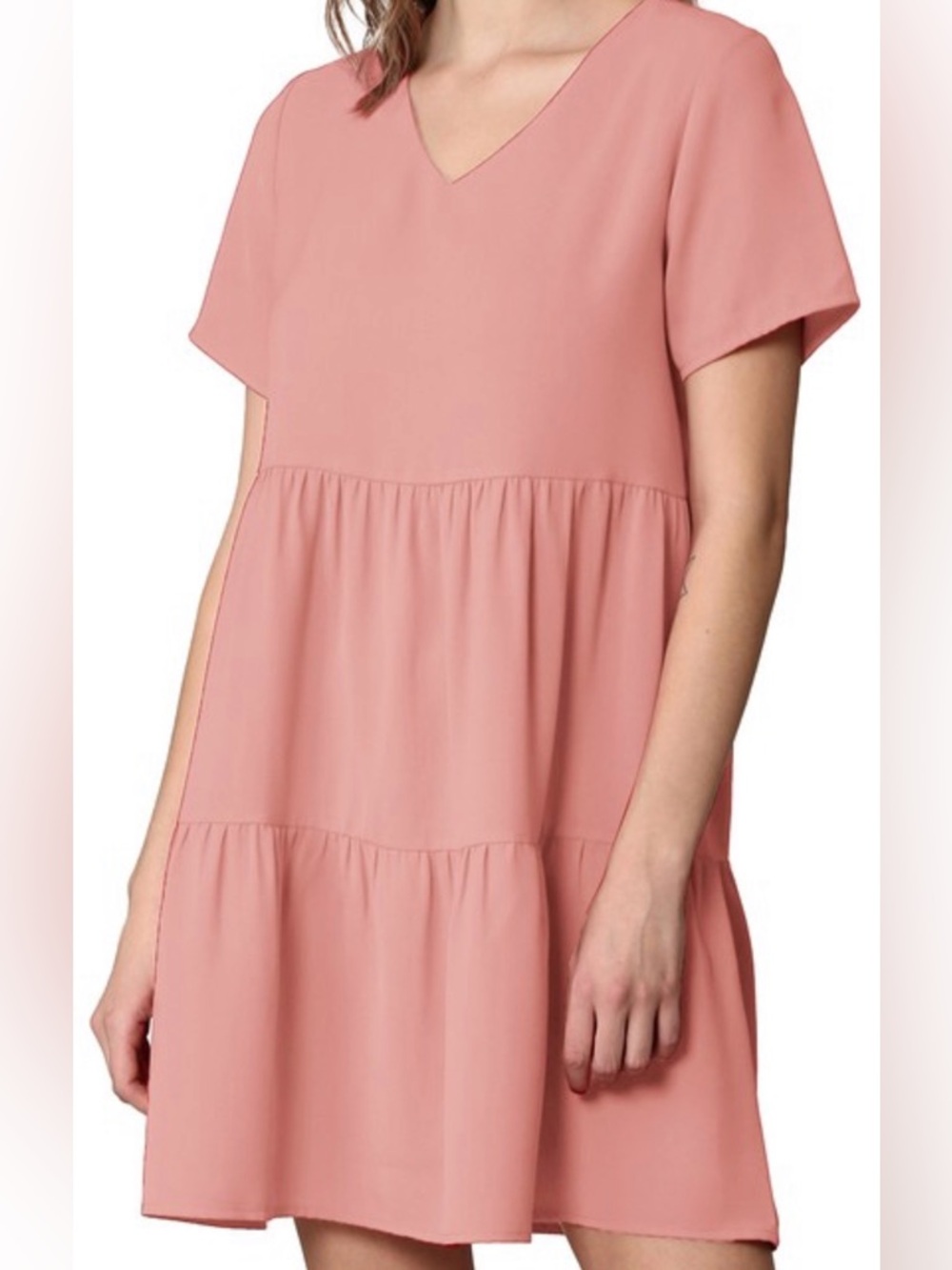 Women’s Short Sleeve V Neck Tiered Dress